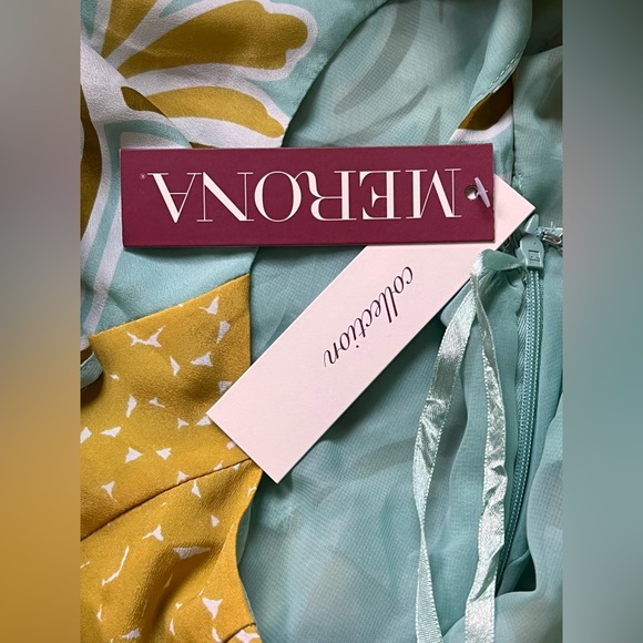 Merona Size 16 Mixed Pattern Color-blocked Belted Sleeveless Dress Seafoam Green - Picture 6 of 10